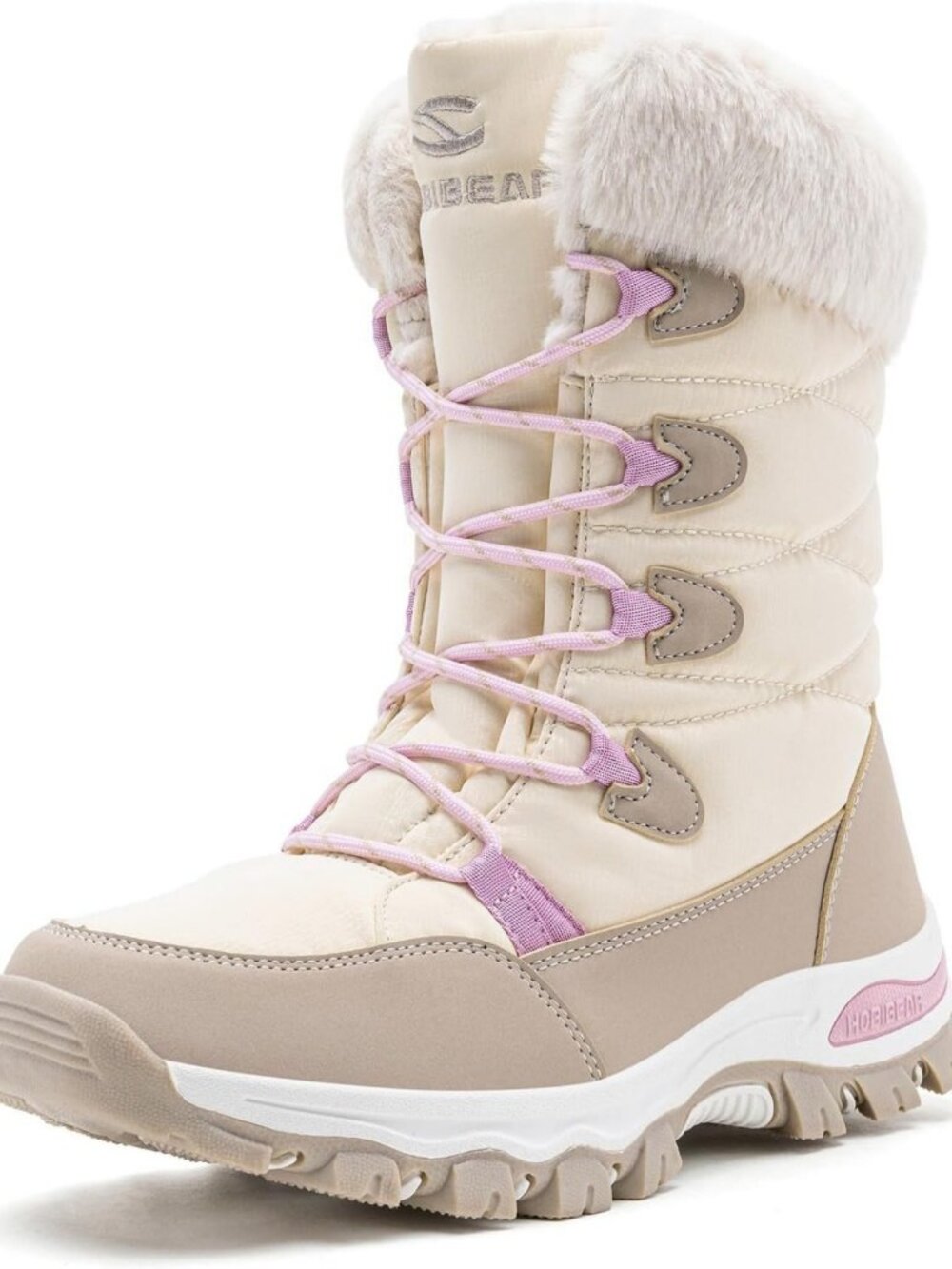 Lightweight Waterproof Winter Snow Boots for Women, Warm Faux Fur Lined Mid-Calf